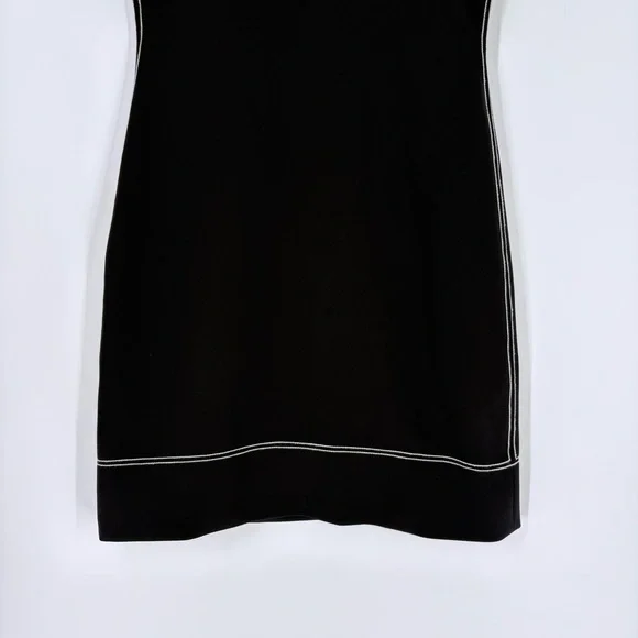 Theory Black Embroidered Shift Mini Dress in Admiral Crepe